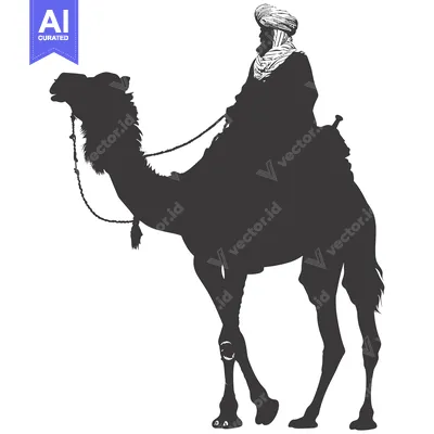 Silhouette of a Man Riding a Camel