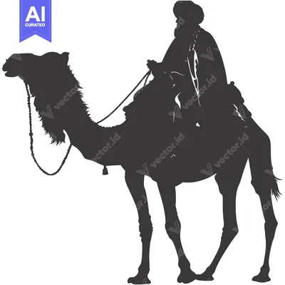 Premium design asset: Silhouette of a Man Riding a Camel