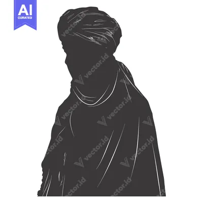 Popular premium asset: Silhouette of a Person Wearing a Turban and Long Garment