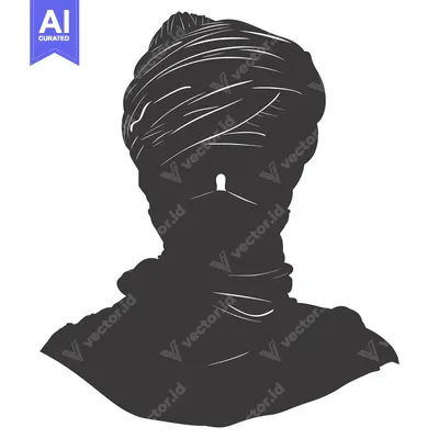 Silhouetted Figure Wearing a Turban with a Small Doorway in the Center