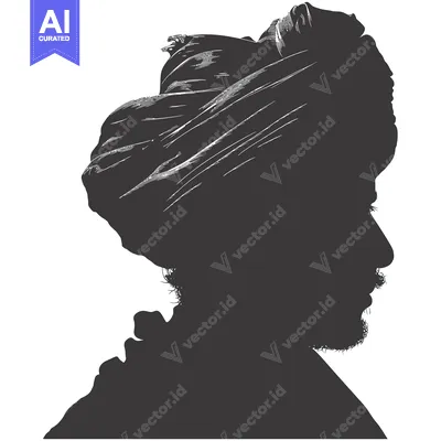 Aset premium populer: Silhouette of a Man Wearing a Turban