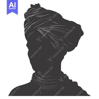 Aset desain premium: Silhouette of a Person Wearing a Turban