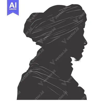 Aset premium populer: Silhouette of a man wearing a turban