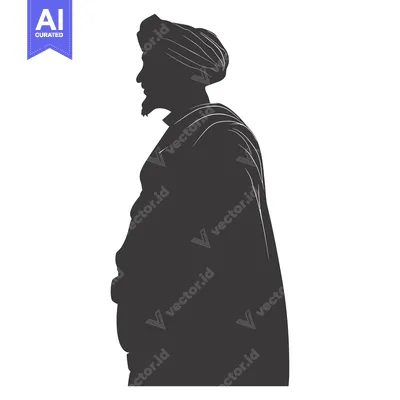 Aset premium populer: Silhouette of a Man Wearing a Turban and a Robe