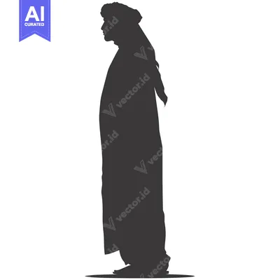 Aset desain premium: Silhouette of a man in traditional Middle Eastern clothing