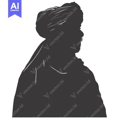 Premium design asset: Silhouette of a Man Wearing a Turban