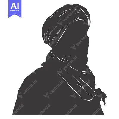 Aset premium populer: Silhouette of a Person Wearing a Turban