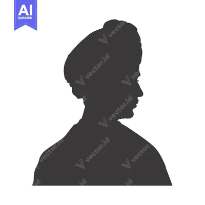 Premium design asset: Silhouette of a Man Wearing a Turban
