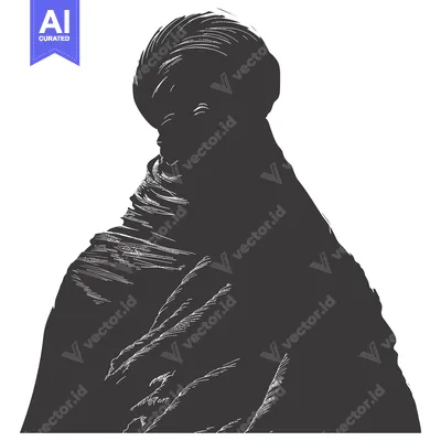 Popular premium asset: A Silhouette of a Person Wearing a Headscarf and a Long Robe