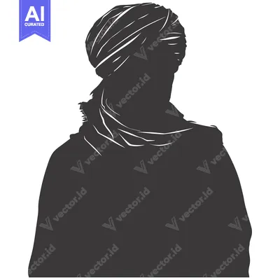 Aset premium populer: Silhouette of a Person Wearing a Turban
