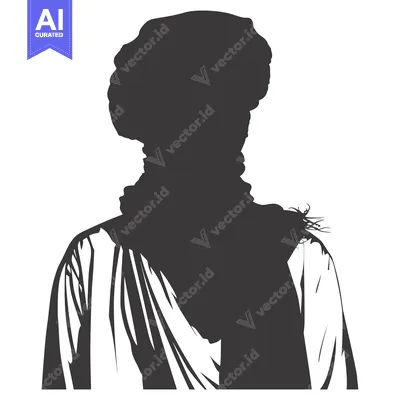Silhouette of a Person Wearing a Headscarf and a Long Robe