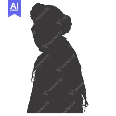 Aset desain premium: Silhouette of a Person Wearing a Headscarf
