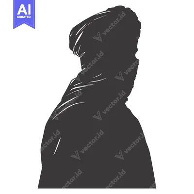 Aset desain premium: Silhouette of a Person Wearing a Headscarf