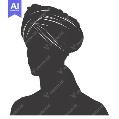 Aset desain premium: Silhouette of a Person Wearing a Turban