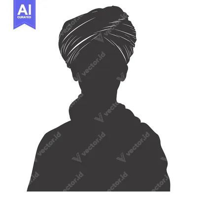 Premium design asset: Silhouette of a Person Wearing a Turban