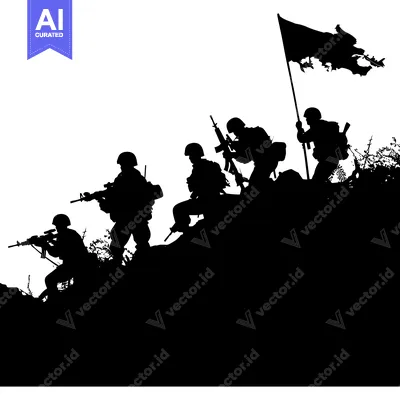 Popular premium asset: Silhouettes of Soldiers on a Hilltop with a Torn Flag