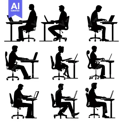 Popular premium asset: Silhouettes of Nine People Working on Laptops at Desks