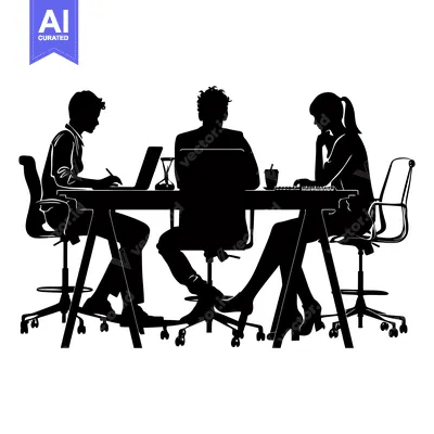 Popular premium asset: Three Silhouettes of People Sitting at a Table