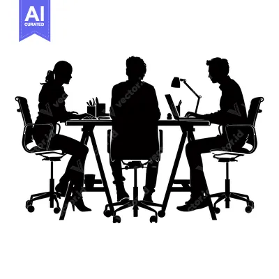 Aset premium populer: Three Silhouettes of People Working at a Desk