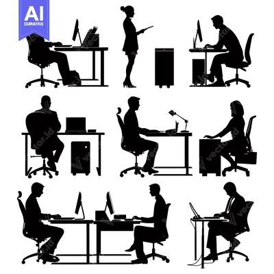 Popular premium asset: Silhouettes of People Working at Desks