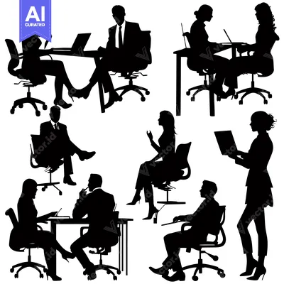 Aset premium populer: Silhouettes of People Working in an Office Setting