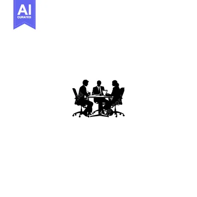 Aset premium populer: Silhouette of three businesspeople having a meeting around a table