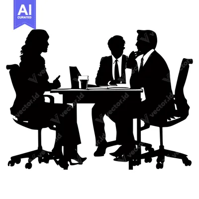 Popular premium asset: Three People Sitting at a Table in Silhouette