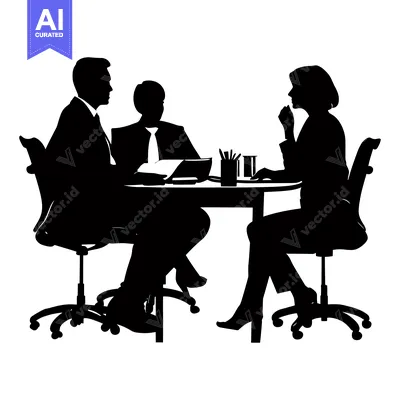 Popular premium asset: Silhouette of a business meeting with four people