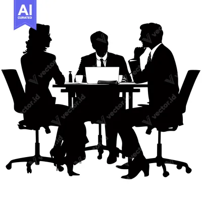Aset premium populer: Silhouettes of Three People Sitting Around a Table