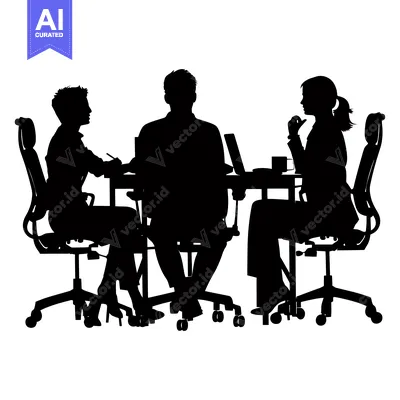 Three Silhouettes of Business Professionals Sitting at a Table