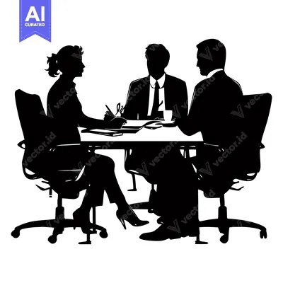 Popular premium asset: Silhouettes of three businesspeople sitting at a table