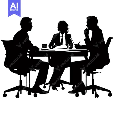 Popular premium asset: Three Silhouettes of People in a Meeting Around a Table