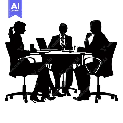 Popular premium asset: Three Silhouettes of Business People in a Meeting