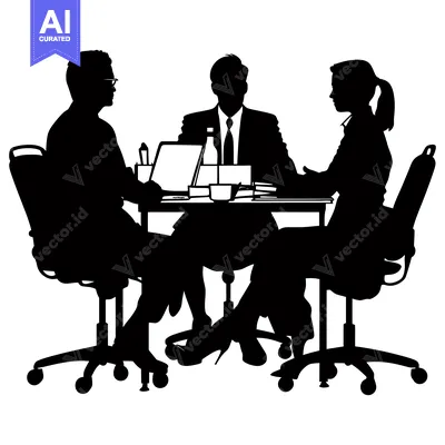 Popular premium asset: Three Silhouettes of People in a Meeting at a Table