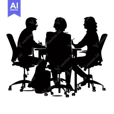 Three Silhouettes of People Sitting at a Table