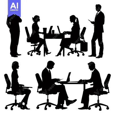 Silhouette of Business Professionals Working in an Office Setting