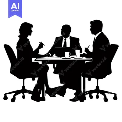 Aset premium populer: Silhouette of a Business Meeting with Three People
