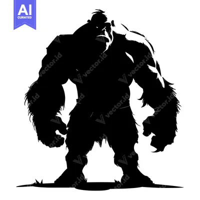 Silhouette of a Large, Powerful,  and Aggressive-Looking Humanoid Crea