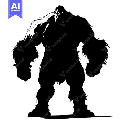 Aset premium populer: Silhouette of a Furry, Muscular, Standing Humanoid