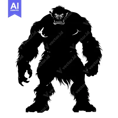 Aset premium populer: Black and White Silhouette of a Ferocious Orc