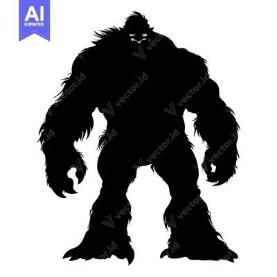Aset desain premium: Silhouette of a Large, Hairy, Humanoid Creature
