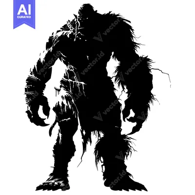 Silhouette of a Muscular, Furry, Orcish Creature