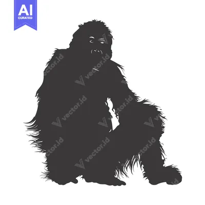 Aset premium populer: Silhouette of a Sitting, Furry, Humanoid Creature