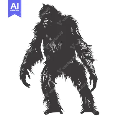Popular premium asset: Black and White Silhouette of a Standing Orangutan