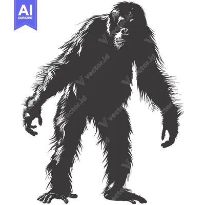 Aset desain premium: A Silhouetted Orangutan Standing Tall Against a White Background