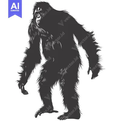 Premium design asset: Silhouette of a Standing Orangutan with Fur