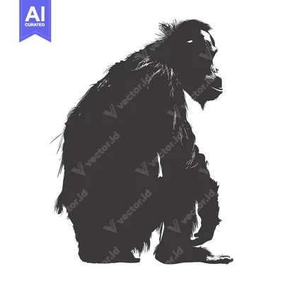 Aset premium populer: A Silhouette of a Sitting Chimpanzee