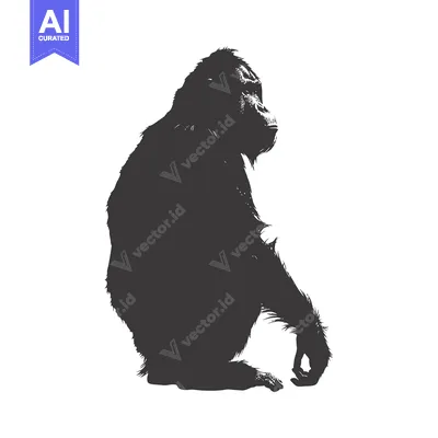 Aset desain premium: Silhouette of a Sitting Chimpanzee