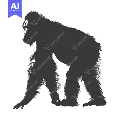 Popular premium asset: Silhouette of a Walking Orangutan with Detailed Fur