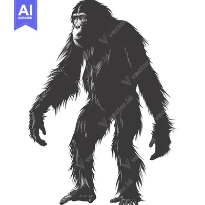 Aset premium populer: Silhouette of a Chimpanzee Standing with Fur Detail